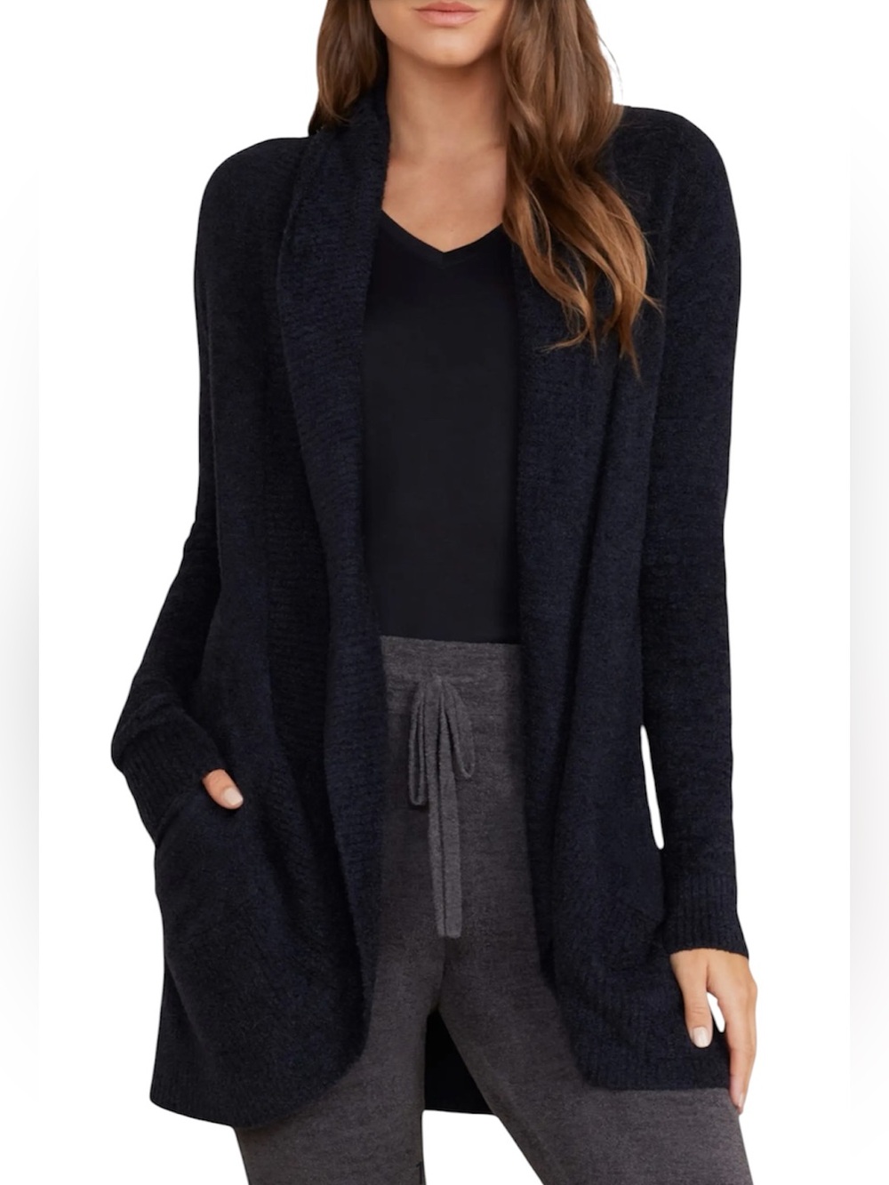 Barefoot Dreams CozyChic® Lite® Circle Cardigan black size Medium